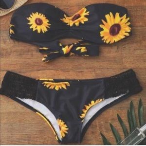 Zaful Strapless Sunflower Bikini